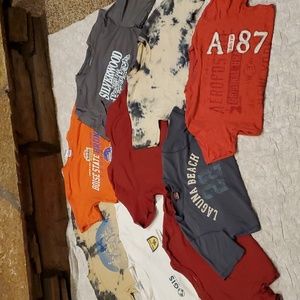 💥Men's sz Small T-SHIRT Bundle 9 shirts Aeropostale Hollister Tie Dye BSU